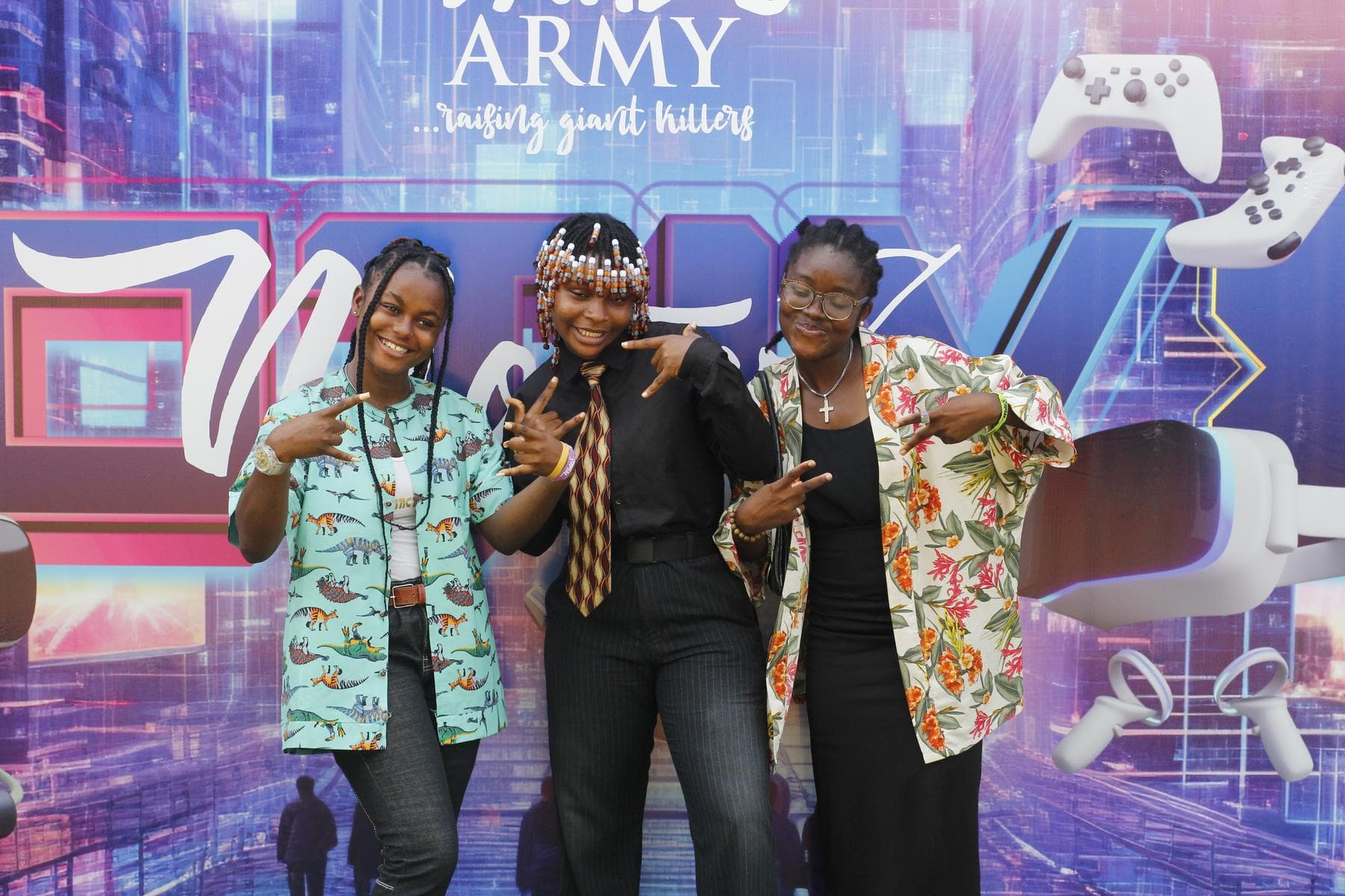 Three girls from David's Army at a church event